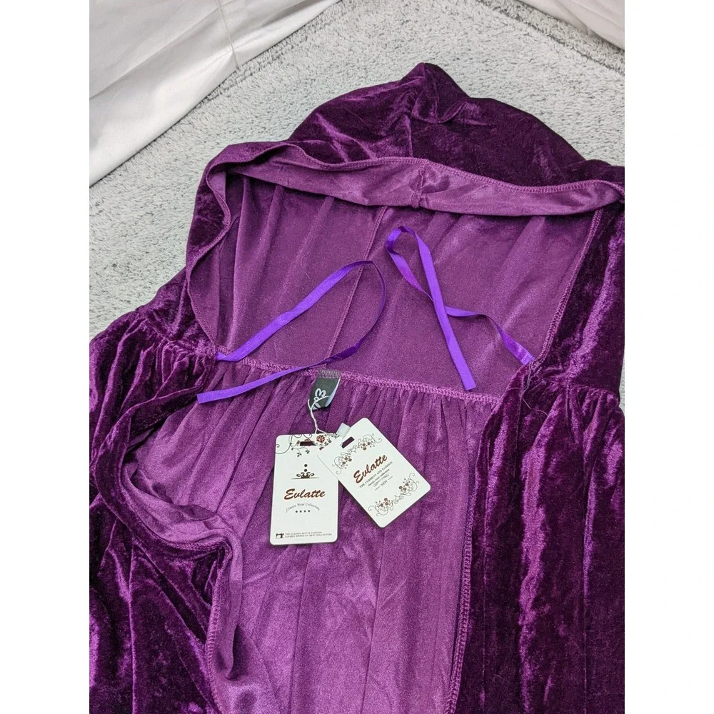 Evlatte Purple Velvet Hooded Cape Shawl 66